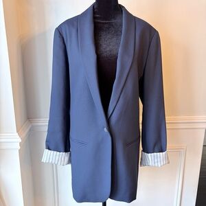 Gap Button Front Blazer with Stripe Lined Sleeves